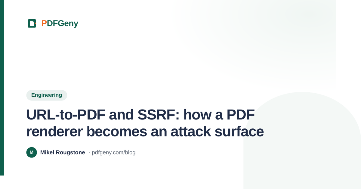 URL-to-PDF and SSRF: how a PDF renderer becomes an attack surface