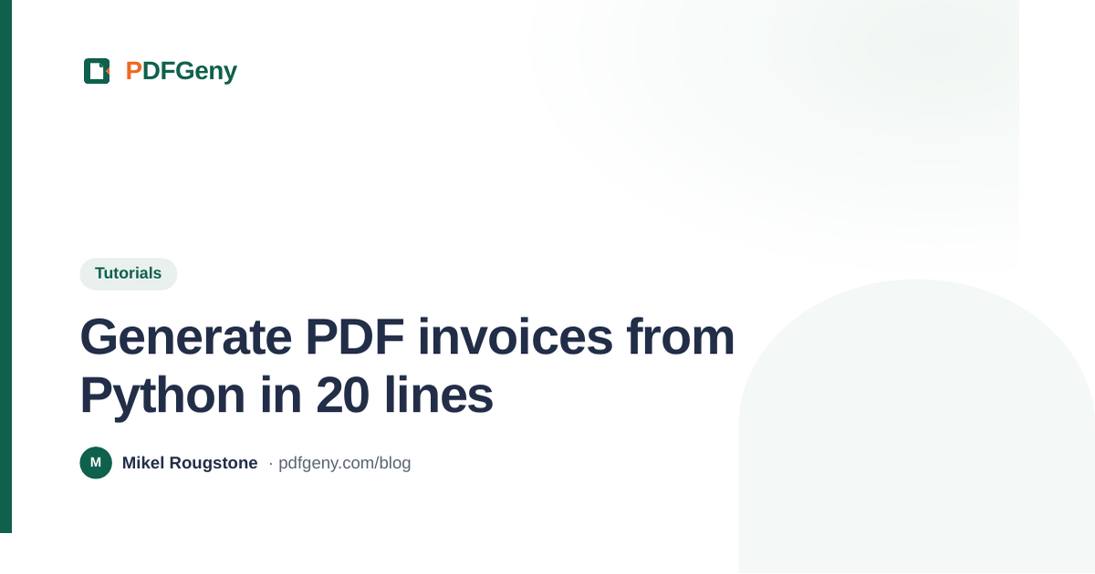 Generate PDF invoices from Python in 20 lines
