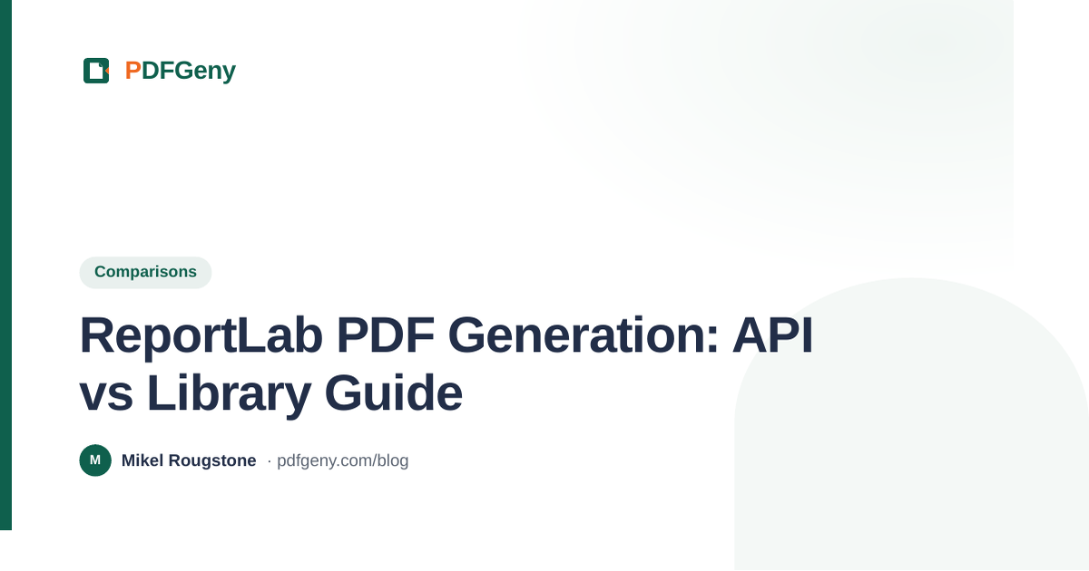 ReportLab PDF Generation: API vs Library Guide